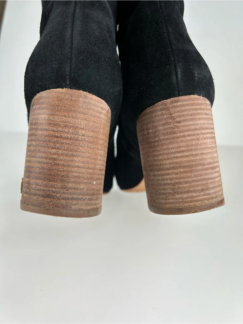Tory Burch Brooke Black Suede Ankle Boots with Wood Block Heel Size 10